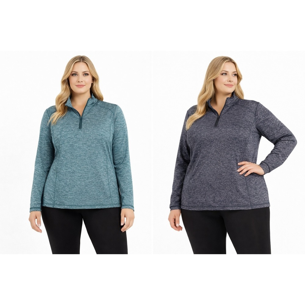 Lot of 2 All In Motion Women Top XXL Gray Blue Athletic Long Sleeve Active